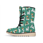 Cute Jack Russell Terrier Pattern Print Winter Boots