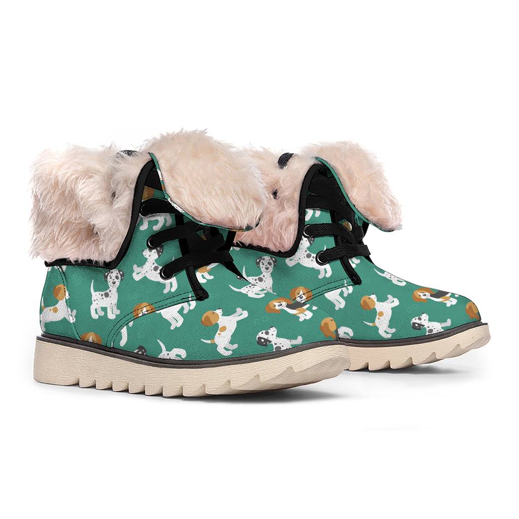 Cute Jack Russell Terrier Pattern Print Winter Boots