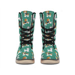 Cute Jack Russell Terrier Pattern Print Winter Boots