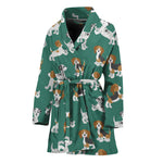 Cute Jack Russell Terrier Pattern Print Women's Bathrobe