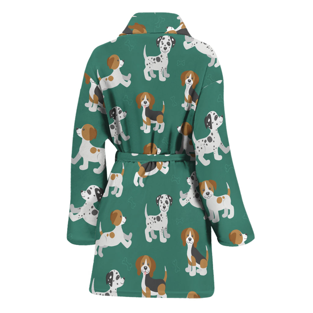 Cute Jack Russell Terrier Pattern Print Women's Bathrobe
