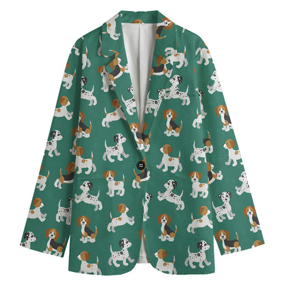 Cute Jack Russell Terrier Pattern Print Women's Blazer