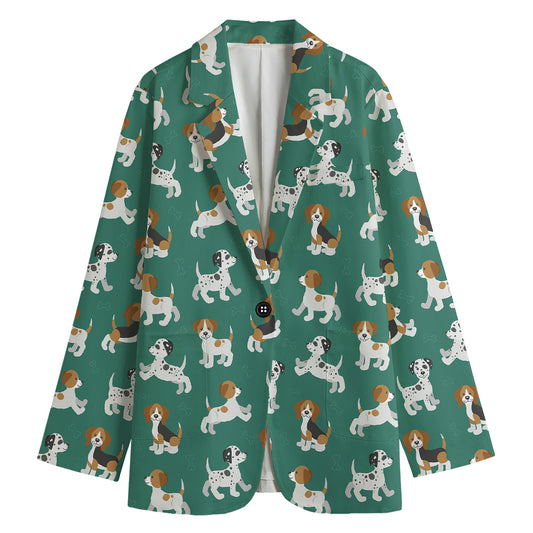 Cute Jack Russell Terrier Pattern Print Women's Blazer