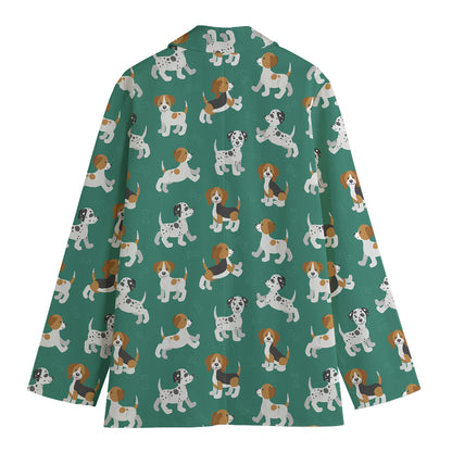 Cute Jack Russell Terrier Pattern Print Women's Blazer