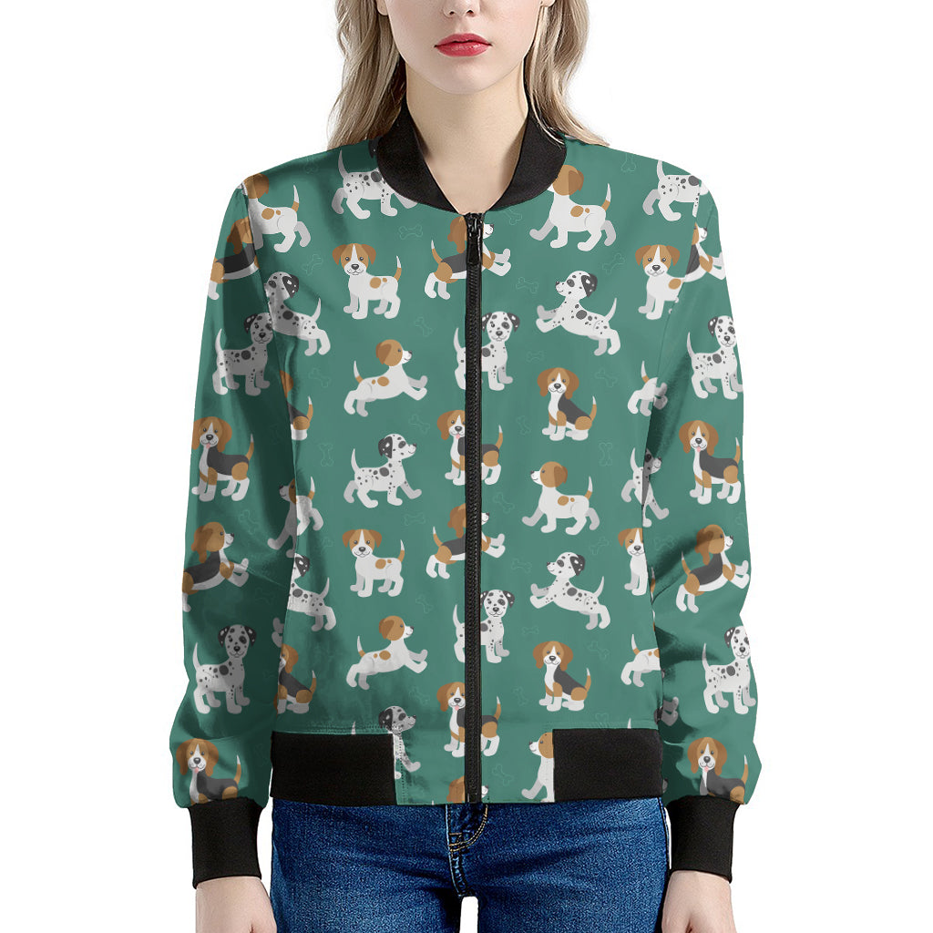Cute Jack Russell Terrier Pattern Print Women's Bomber Jacket