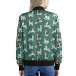 Cute Jack Russell Terrier Pattern Print Women's Bomber Jacket