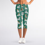 Cute Jack Russell Terrier Pattern Print Women's Capri Leggings
