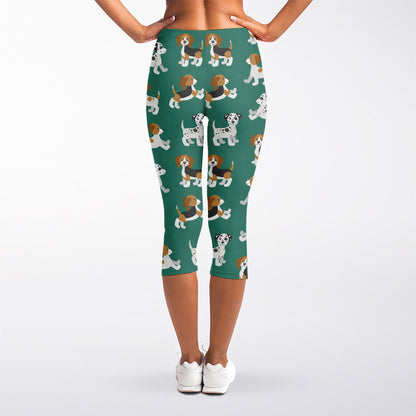 Cute Jack Russell Terrier Pattern Print Women's Capri Leggings