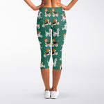 Cute Jack Russell Terrier Pattern Print Women's Capri Leggings