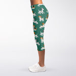 Cute Jack Russell Terrier Pattern Print Women's Capri Leggings