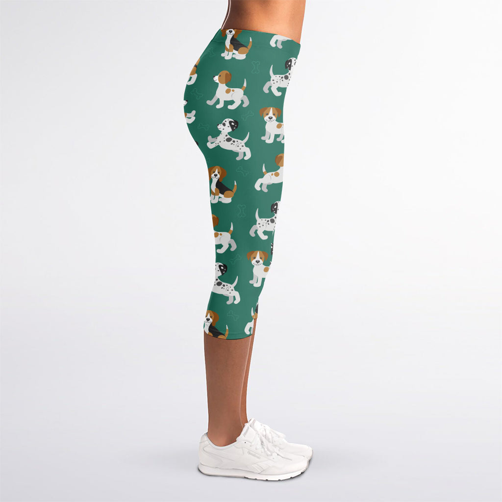 Cute Jack Russell Terrier Pattern Print Women's Capri Leggings