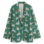 Cute Jack Russell Terrier Pattern Print Women's Cotton Blazer
