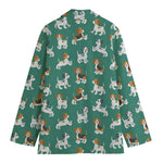 Cute Jack Russell Terrier Pattern Print Women's Cotton Blazer