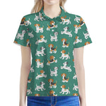 Cute Jack Russell Terrier Pattern Print Women's Polo Shirt