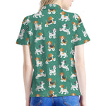 Cute Jack Russell Terrier Pattern Print Women's Polo Shirt