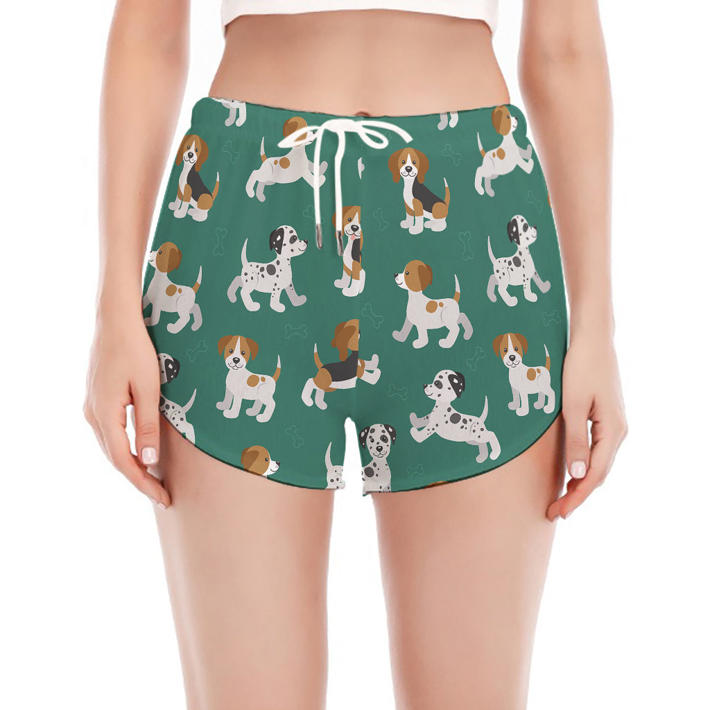 Cute Jack Russell Terrier Pattern Print Women's Split Running Shorts