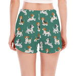 Cute Jack Russell Terrier Pattern Print Women's Split Running Shorts