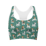 Cute Jack Russell Terrier Pattern Print Women's Sports Bra
