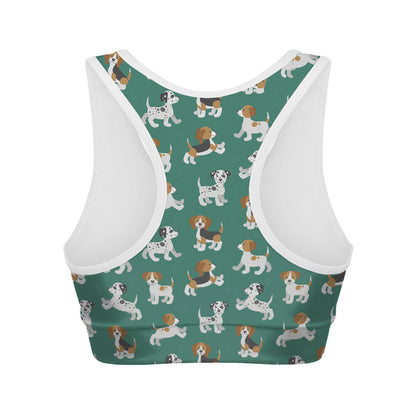 Cute Jack Russell Terrier Pattern Print Women's Sports Bra