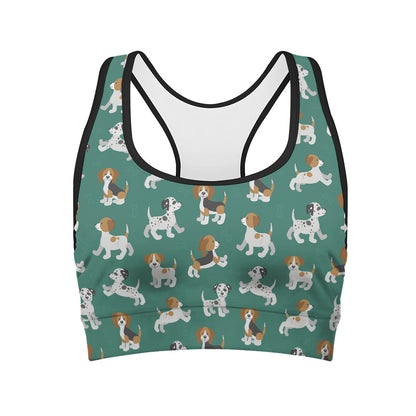Cute Jack Russell Terrier Pattern Print Women's Sports Bra