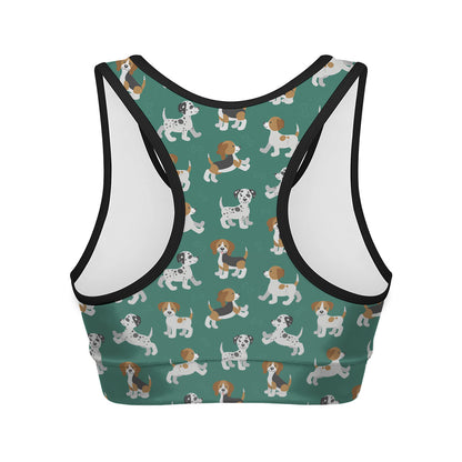 Cute Jack Russell Terrier Pattern Print Women's Sports Bra