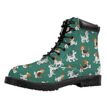 Cute Jack Russell Terrier Pattern Print Work Boots