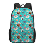 Cute Japanese Sushi Pattern Print 17 Inch Backpack