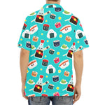 Cute Japanese Sushi Pattern Print Aloha Shirt