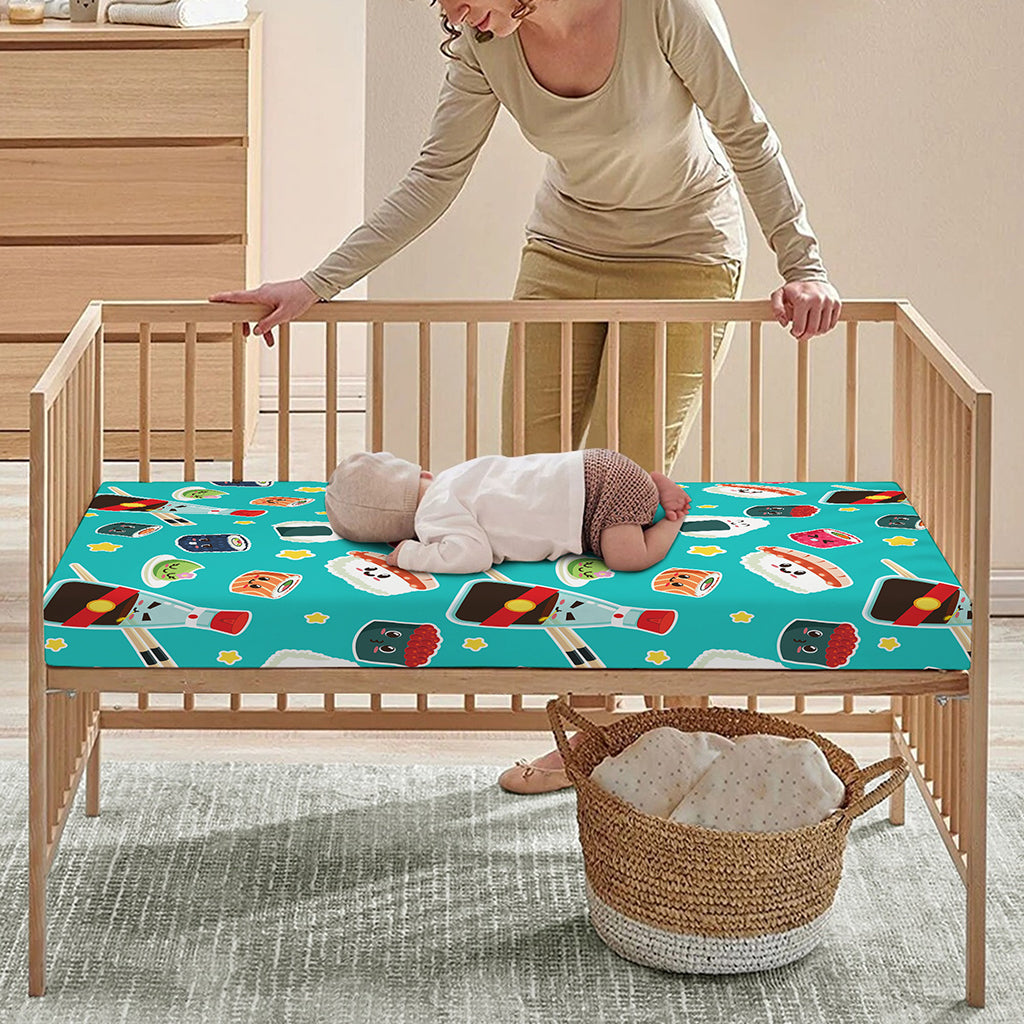 Cute Japanese Sushi Pattern Print Baby Crib Sheet