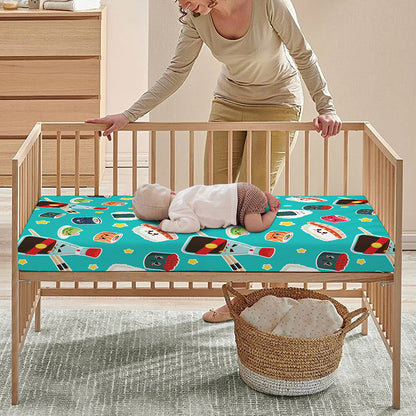 Cute Japanese Sushi Pattern Print Baby Crib Sheet