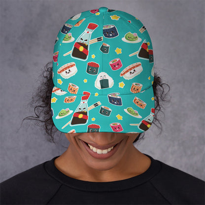 Cute Japanese Sushi Pattern Print Baseball Cap