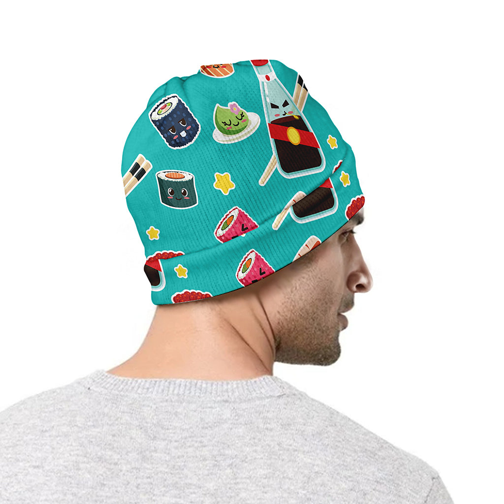 Cute Japanese Sushi Pattern Print Beanie