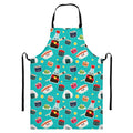 Cute Japanese Sushi Pattern Print Bib Apron With Pocket