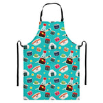 Cute Japanese Sushi Pattern Print Bib Apron With Pocket