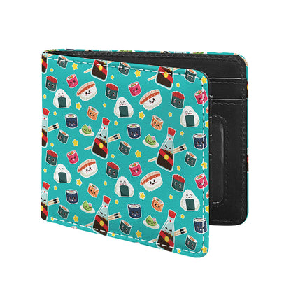 Cute Japanese Sushi Pattern Print Bifold Wallet