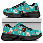 Cute Japanese Sushi Pattern Print Black Chunky Shoes