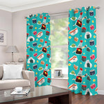 Cute Japanese Sushi Pattern Print Blackout Grommet Curtains