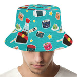 Cute Japanese Sushi Pattern Print Bucket Hat