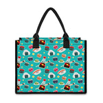 Cute Japanese Sushi Pattern Print Canvas Tote Bag