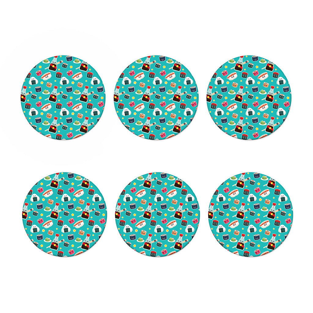 Cute Japanese Sushi Pattern Print Coaster Set