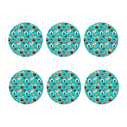Cute Japanese Sushi Pattern Print Coaster Set