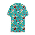 Cute Japanese Sushi Pattern Print Cotton Hawaiian Shirt