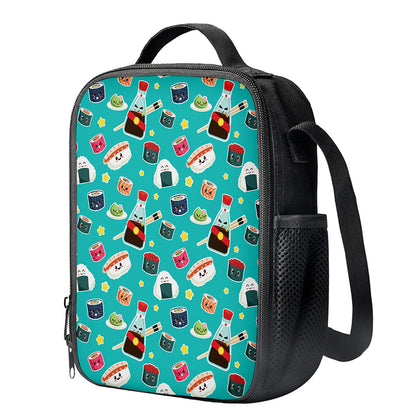 Cute Japanese Sushi Pattern Print Crossbody Lunch Bag