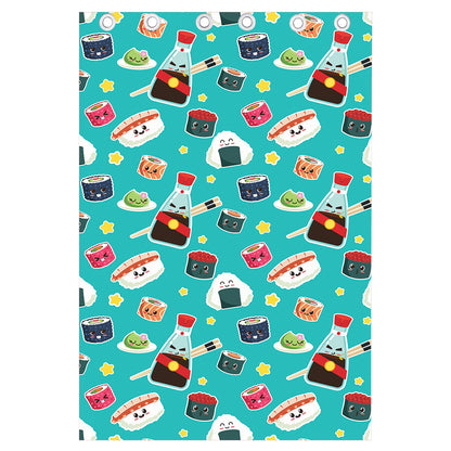 Cute Japanese Sushi Pattern Print Curtain