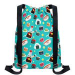 Cute Japanese Sushi Pattern Print Drawstring Backpack