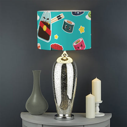 Cute Japanese Sushi Pattern Print Drum Lamp Shade