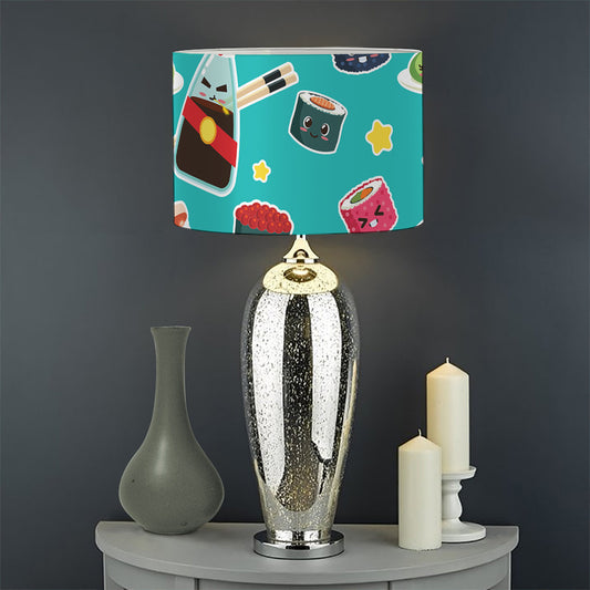 Cute Japanese Sushi Pattern Print Drum Lamp Shade
