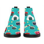 Cute Japanese Sushi Pattern Print Flat Ankle Boots