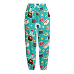 Cute Japanese Sushi Pattern Print Fleece Lined Knit Pants