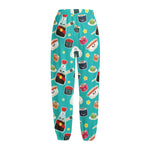 Cute Japanese Sushi Pattern Print Fleece Lined Knit Pants